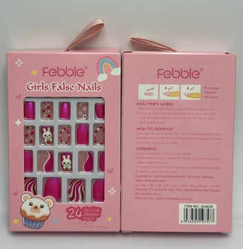 Febble - Kids Pink Bunny False Nails